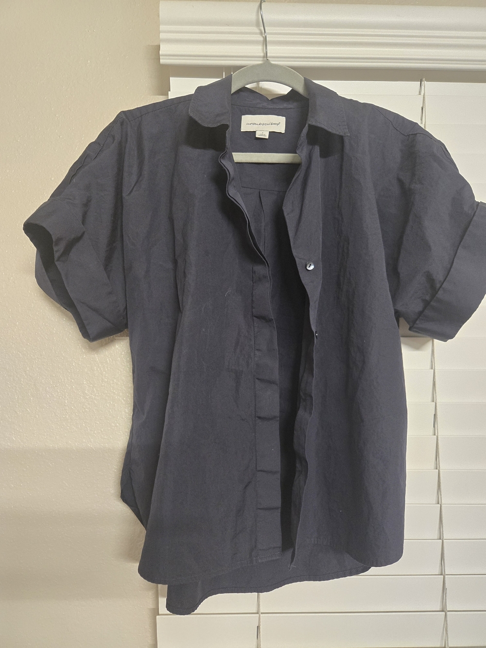 Short-Sleeve Black Button-Down Shirt